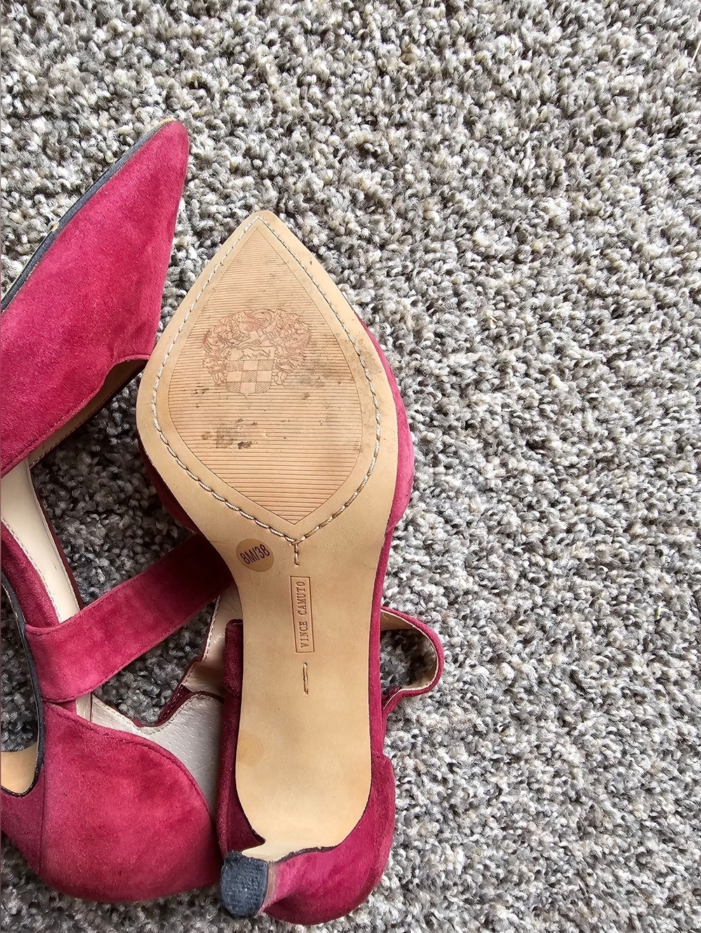 Vince Camuto Women's Wine Suede Pointed-Toe Ankle-Strap Heels - Picture 5 of 9
